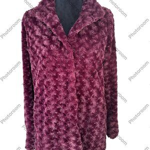 dennis basso XXSmall Purple Faux Fur Textured Long Sleeve Lined Coat